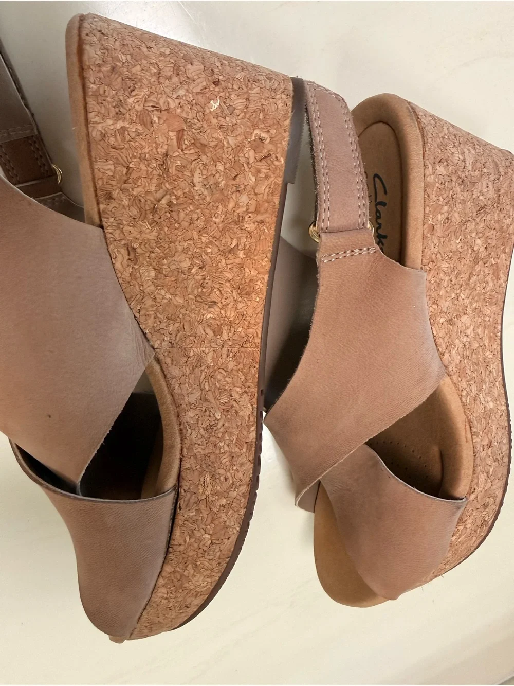 Clarks Brown Cork Wedge Sandals